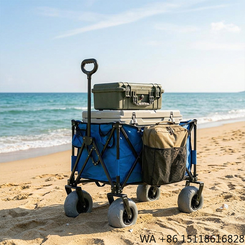 Camp Table Folding - Carrinho de Praia Metálico Dobrável com