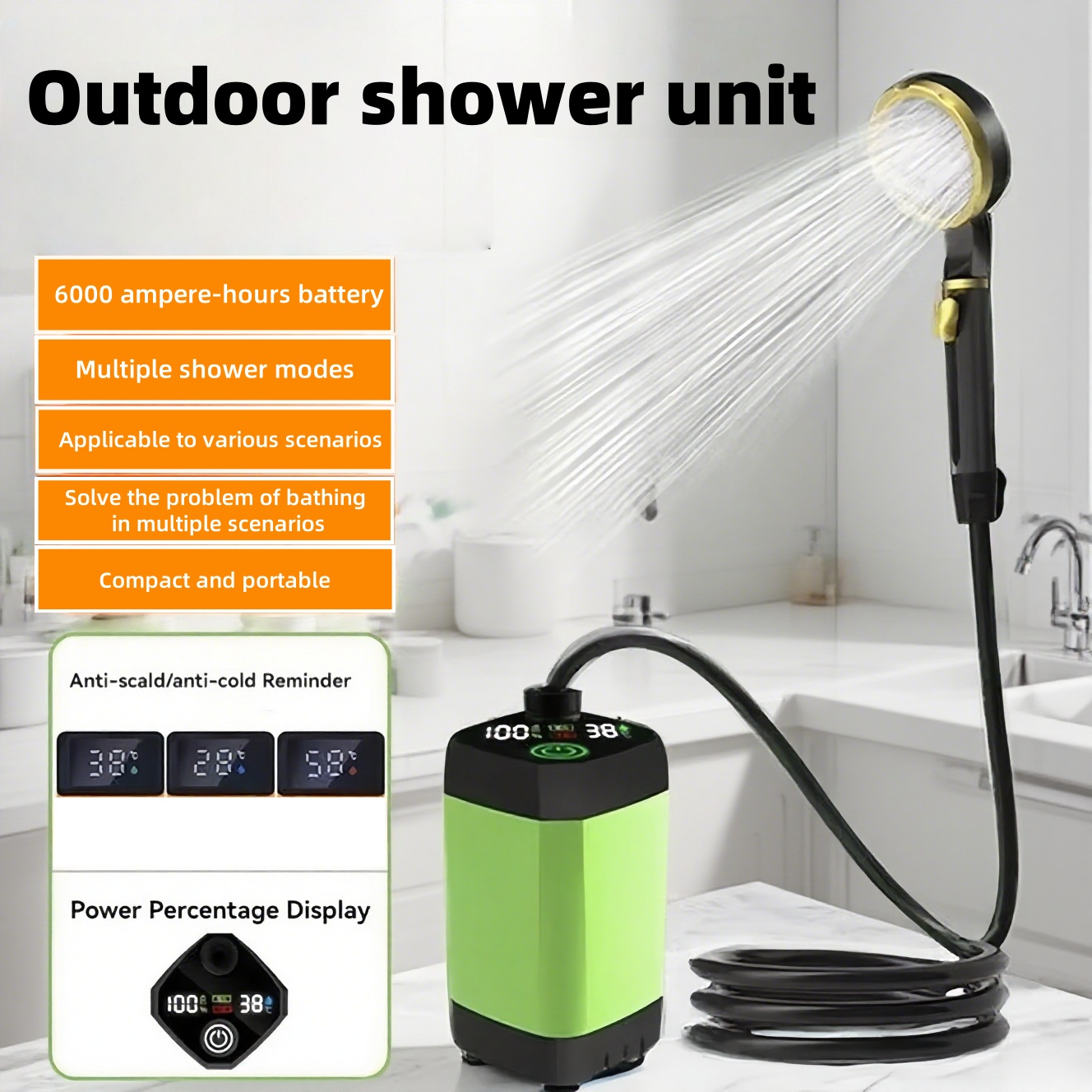 Outdoor Camping Bathroom - Unidade de Chuveiro Elétrico Portátil para