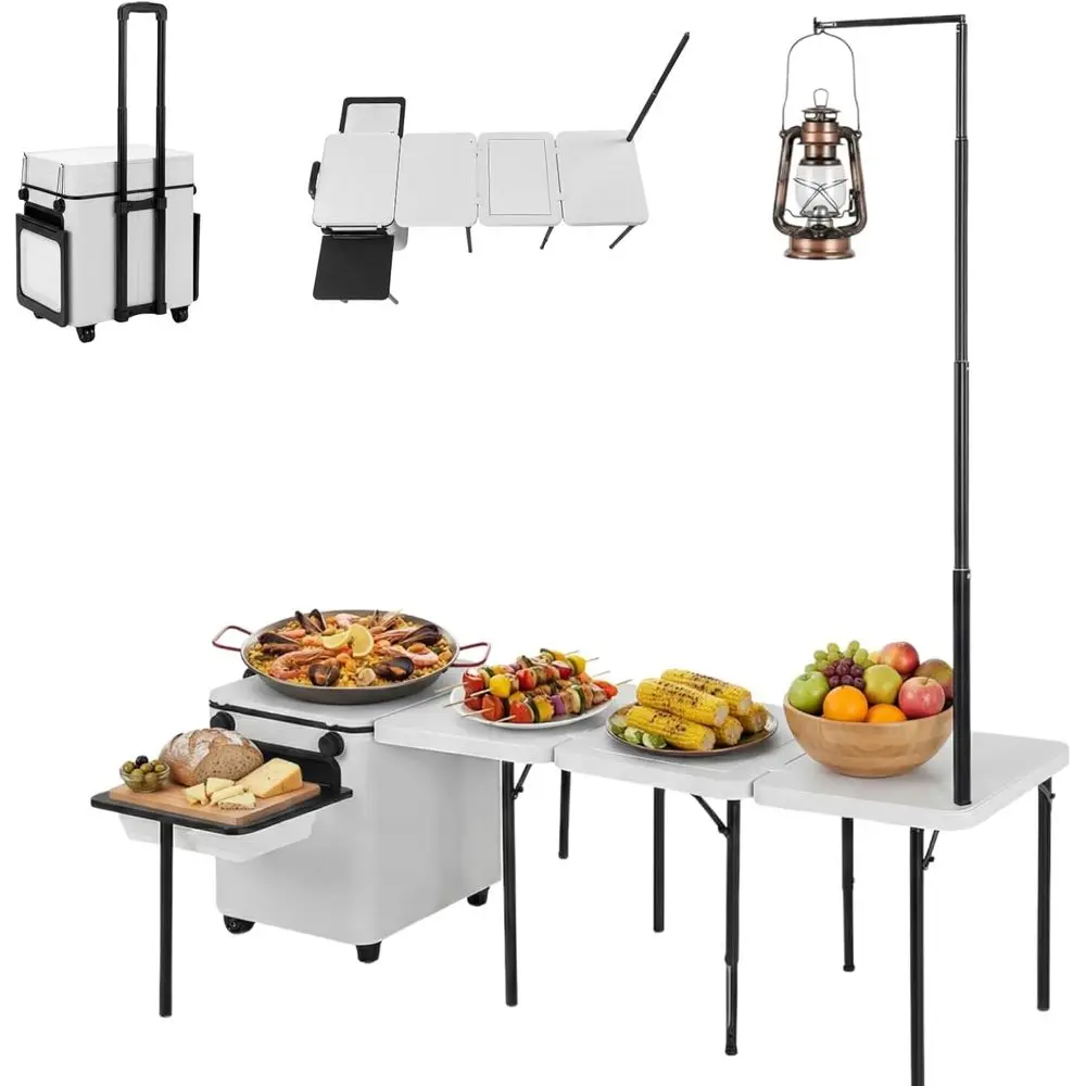 Outdoor Camping Table With Storage - Mesa de Cozinha Portátil e Dobrável