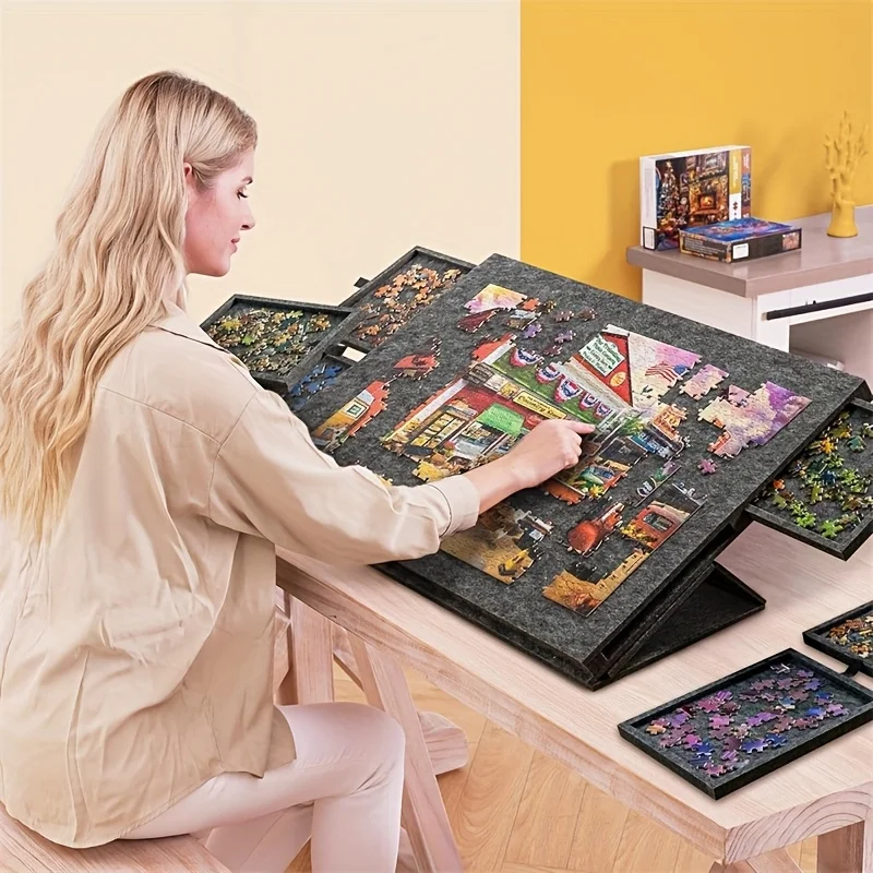 Camp Table Folding - Mesa para Quebra-Cabeças com 6 Gavetas