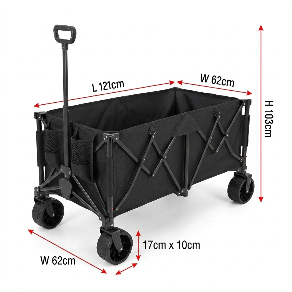 Camp Table Folding - Carrinho Dobrável Reforçado Personalizado com Capacidade