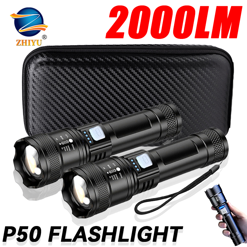 Outdoor Camping Decor - Lanterna tática led 2000lm, recarregável por