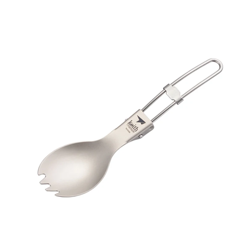 Outdoor Camping Dining Set - Keith Titanium Spork com alça dobrável,