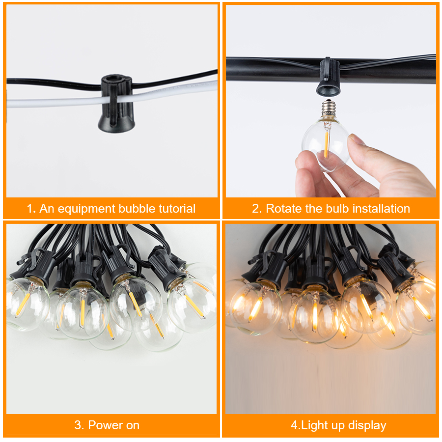 G40 LED Luzes de bola de corda - Outdoor Camping Lights String avaliação e preço
