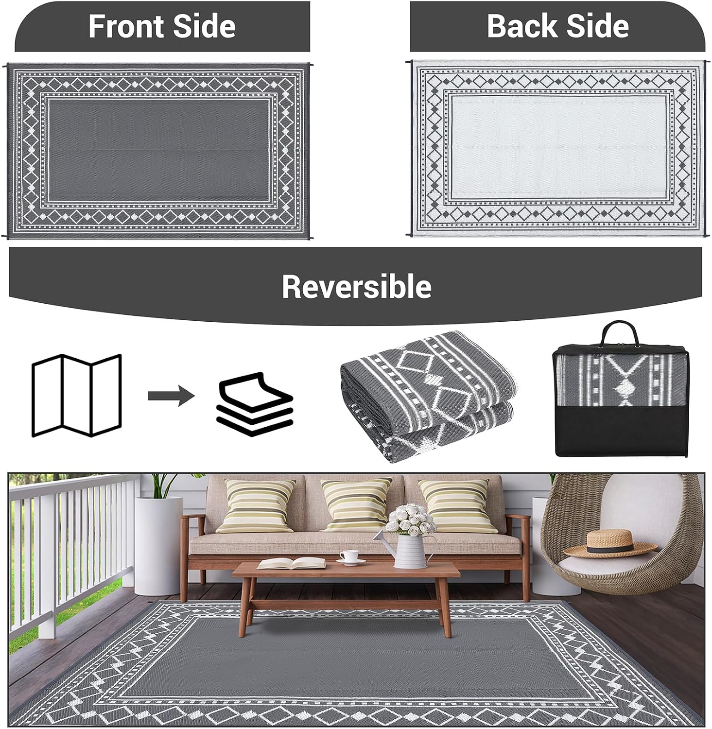 Tapete Externo Reversível Impe - Outdoor Camping Rugs 9X18 avaliação e preço