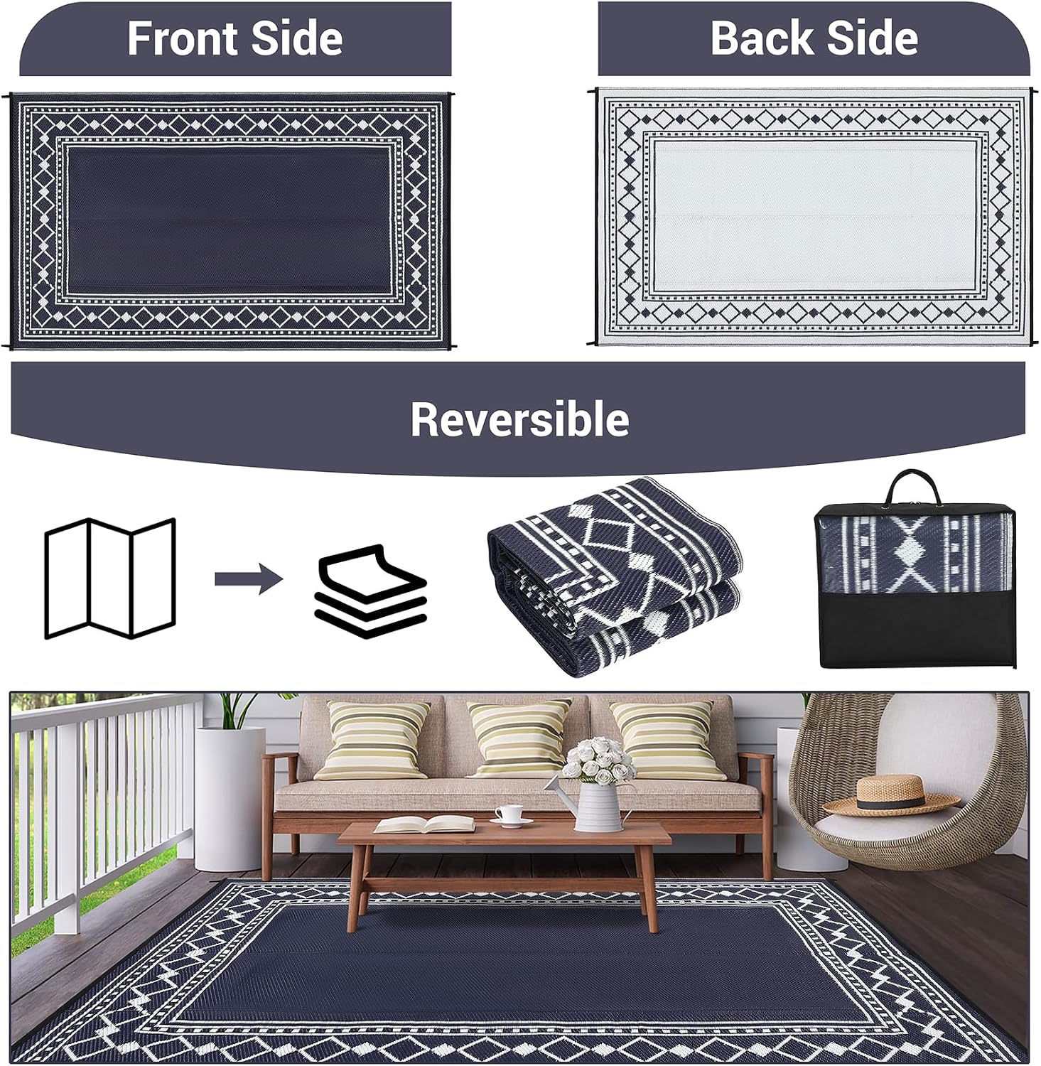 Tapete de Plástico Impermeável - Outdoor Camping Rugs 9X18 avaliação e preço